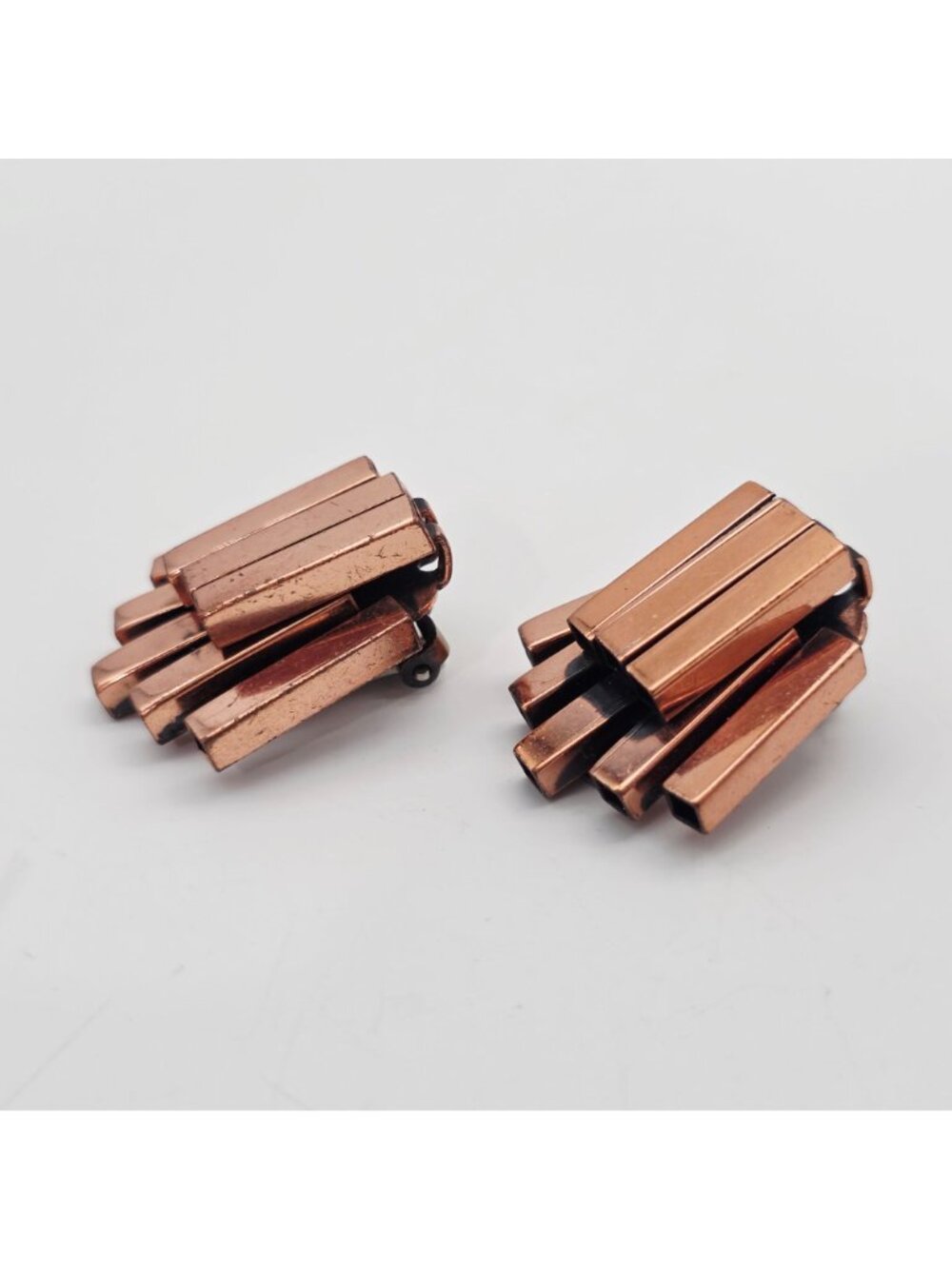 Renoir Copper Clip-On Earrings Geometric Bar Design MCM Jewelry - Picture 5 of 10
